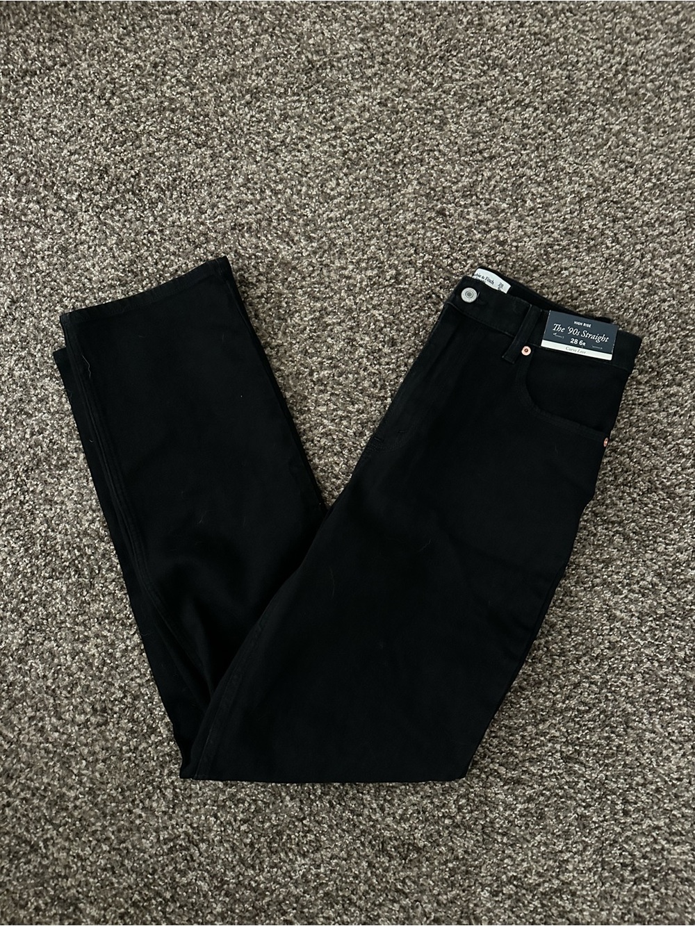 Abercrombie & Fitch The 90s Straight Jeans High Rise Curve Love 28 Black NWT